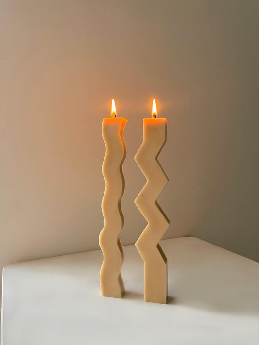 ZigZag and Wavy Pillar Candle